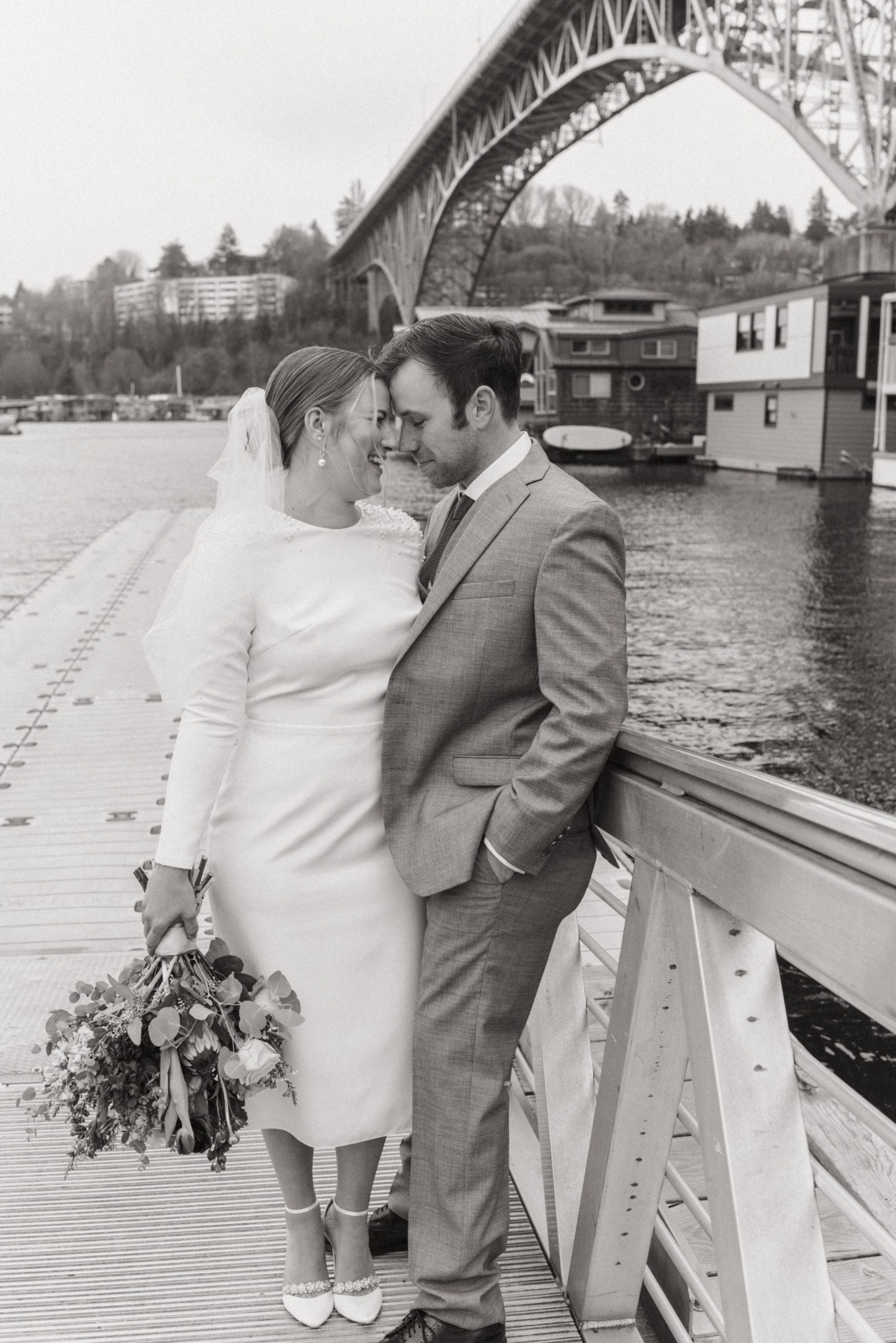 Classic Modern Bride on Lake Washington Seattle