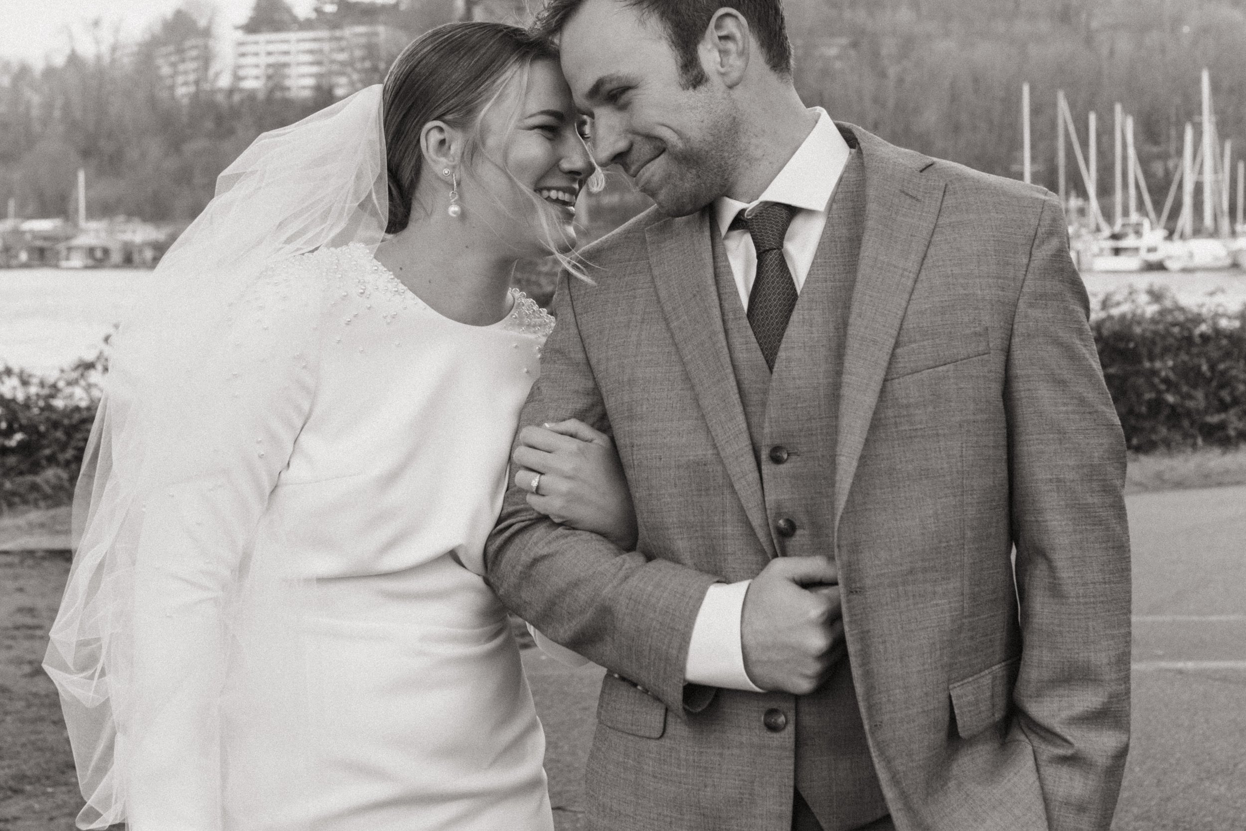 Classic Modern Bride on Lake Washington Seattle