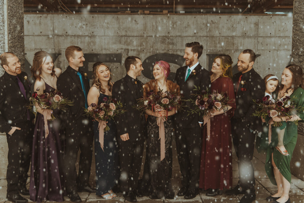 picture of the bride and groom with their friends