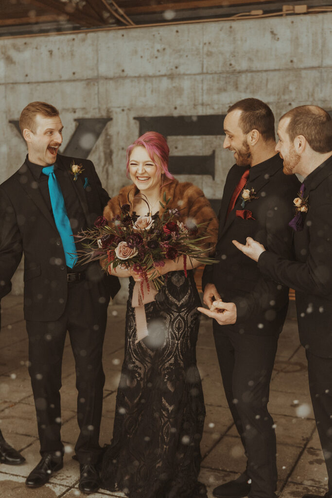 picture of the bride laughing with her friends