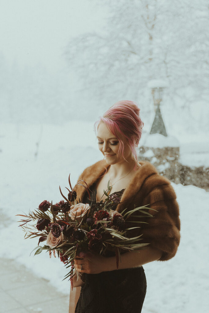 bride holding her wedding bouquet 