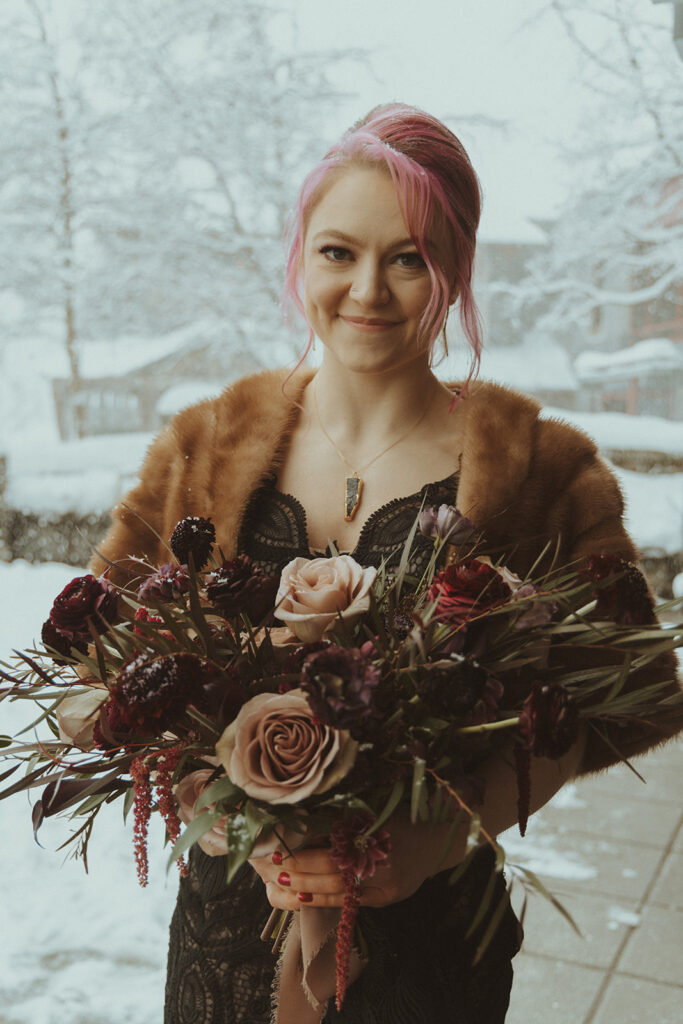 picture of the bride looking at the camera