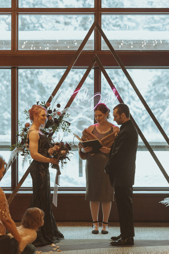 bride and groom at their wedding ceremony 