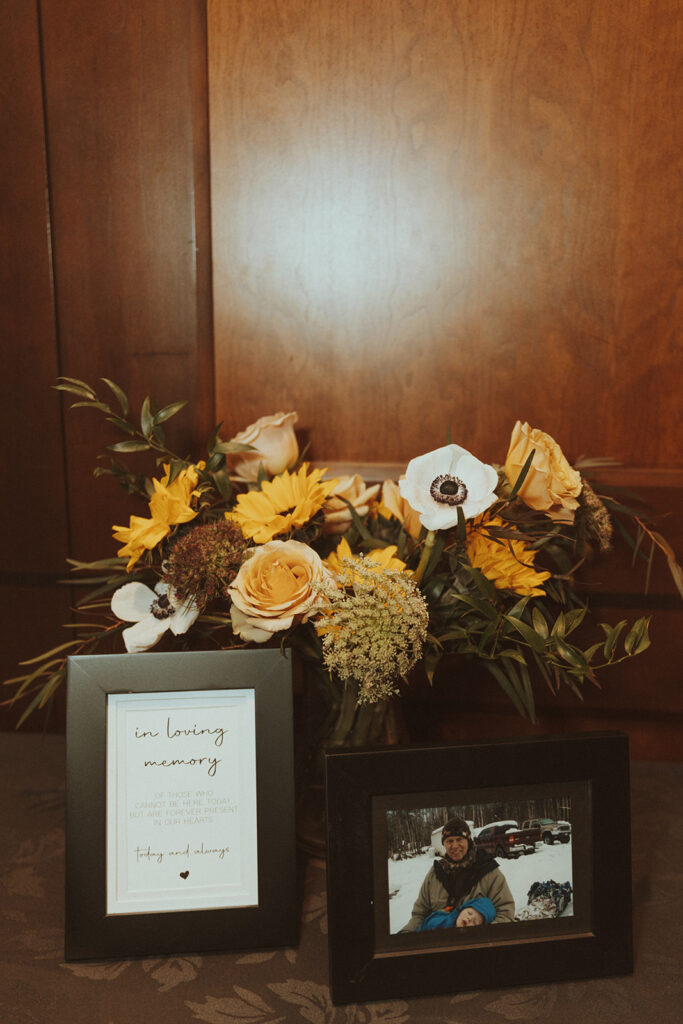 winter elopement reception decor 