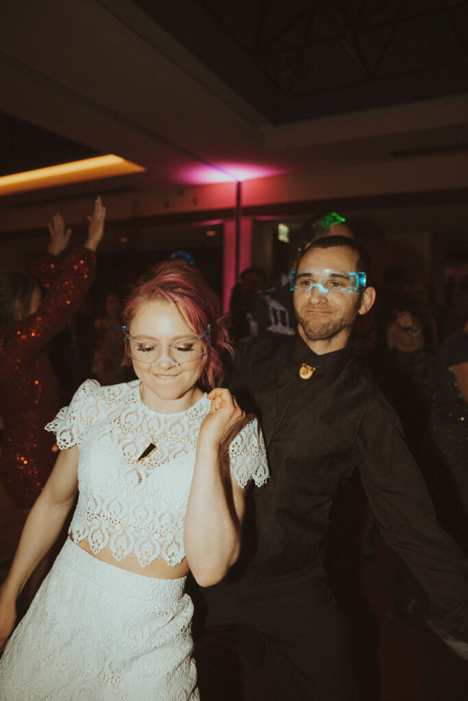 bride and groom dancing