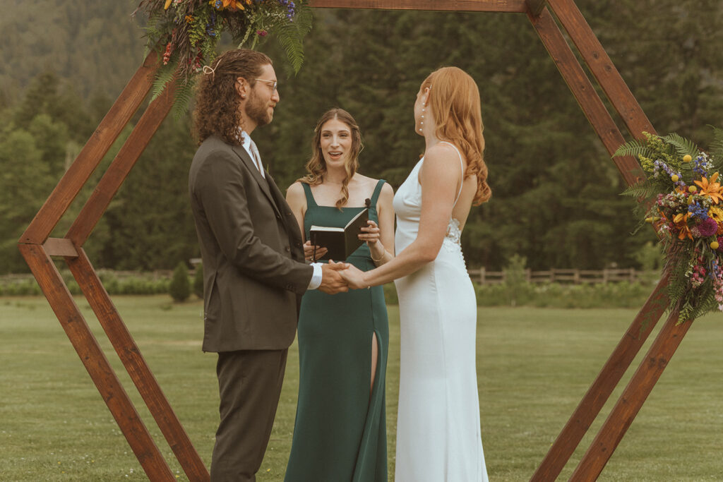 happy couple at their wedding ceremony