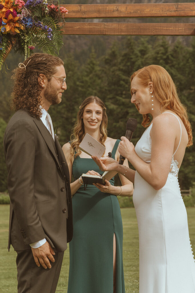 bride and groom at their wedding ceremony 