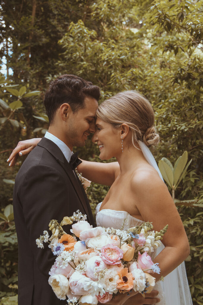 cute picture of the bride and groom after their wedding ceremony