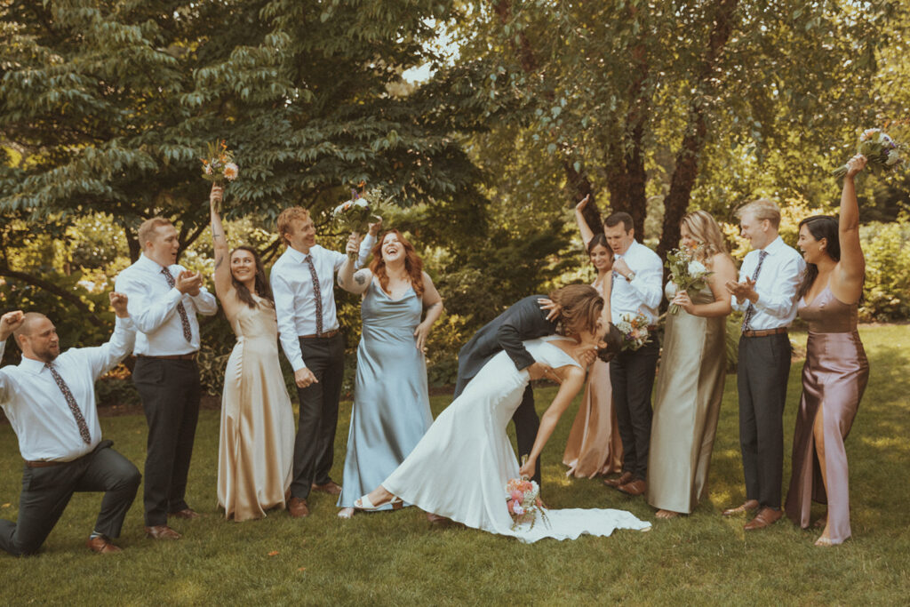 bride and groom kissing 