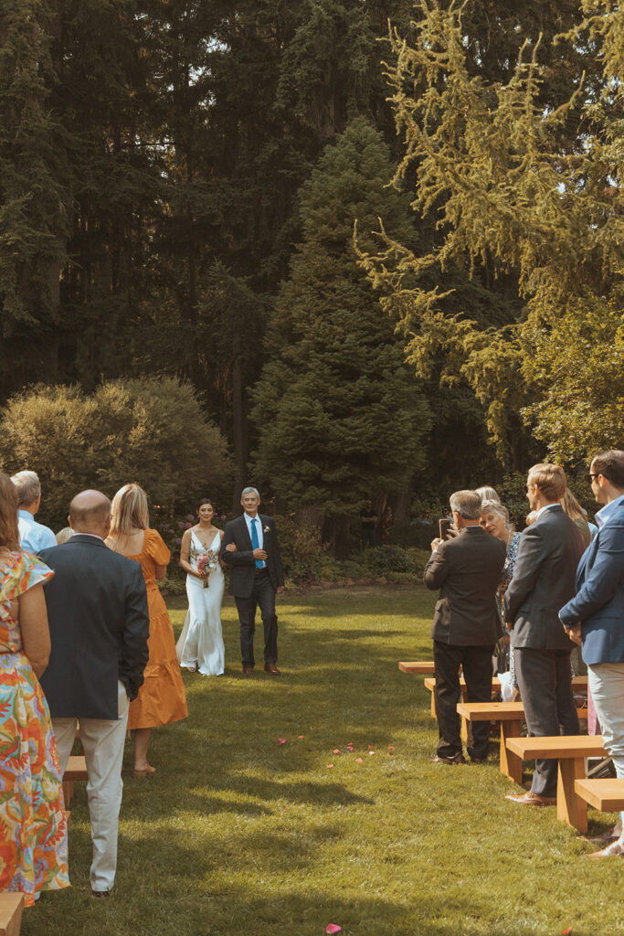 bride at her boho wedding ceremony