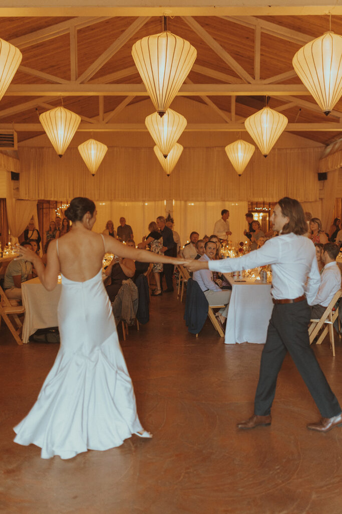 bride and groom dancing 