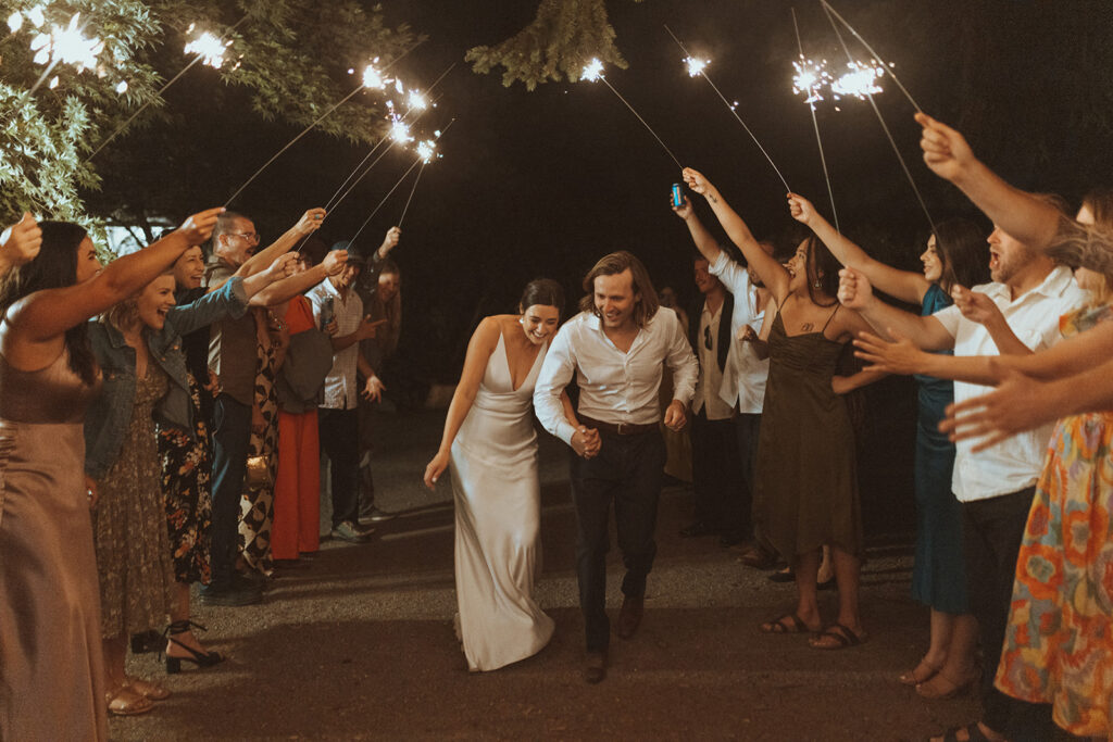 bride and groom send off