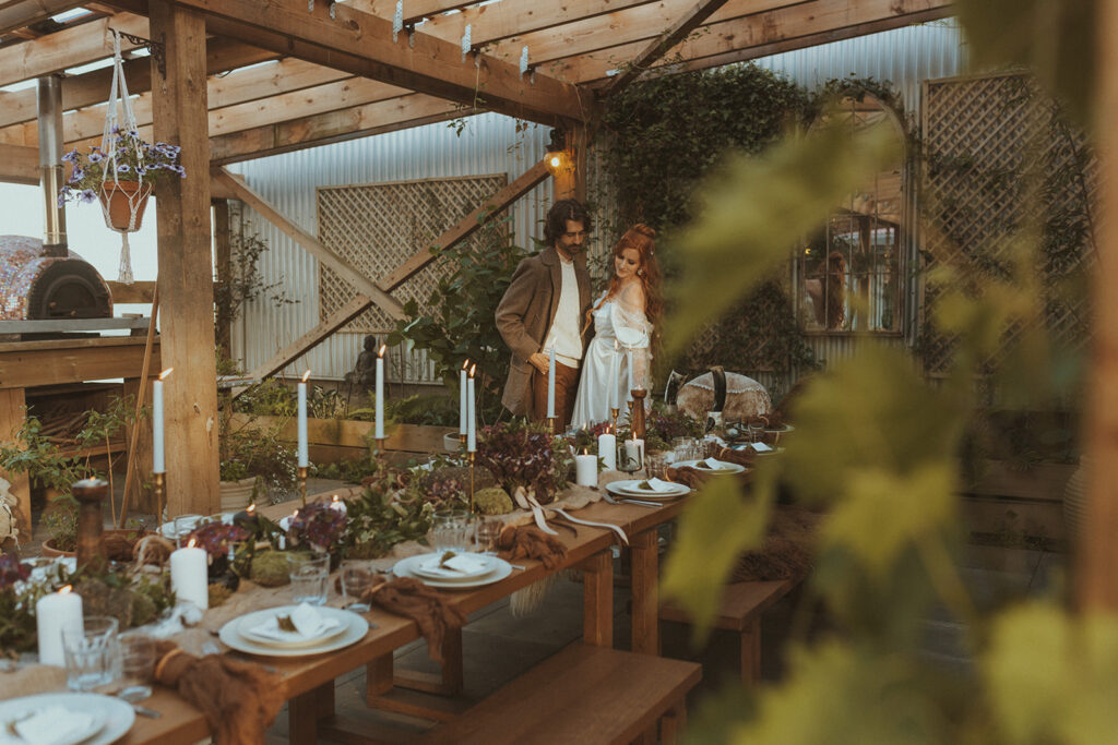 bride and groom at their. elopement reception