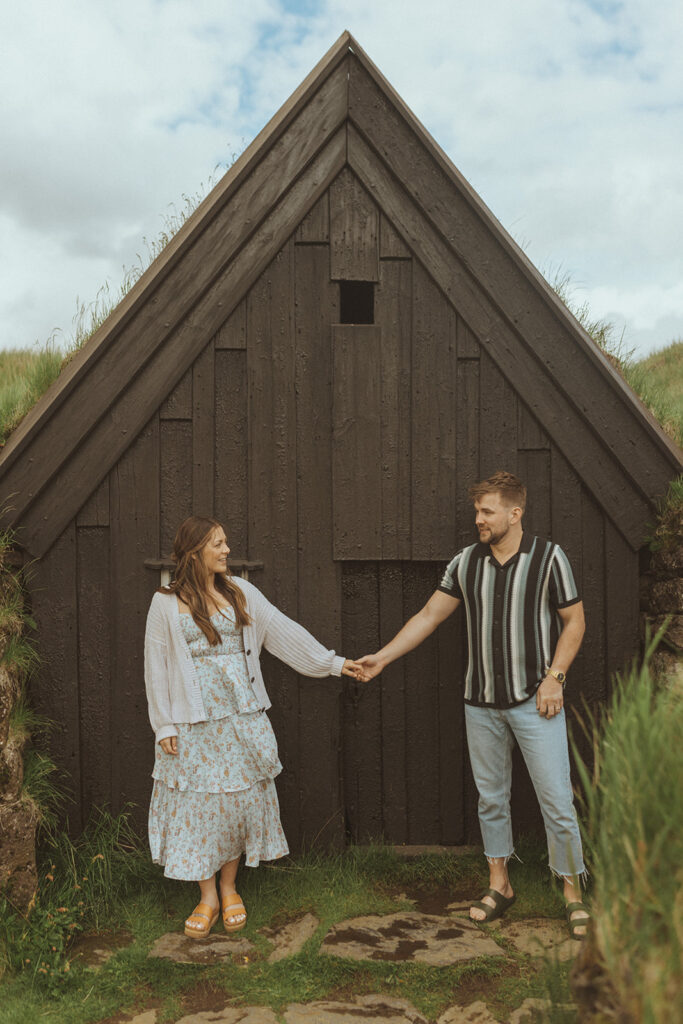 cute couple holding hands during their photoshoot