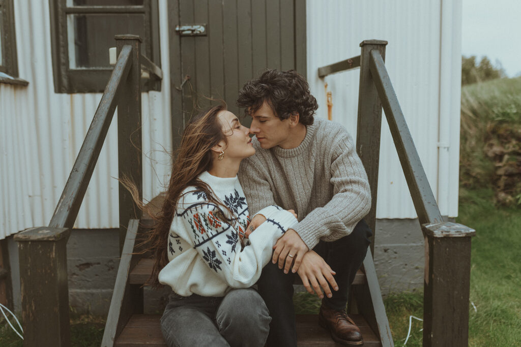 cute couple looking at each other during their session