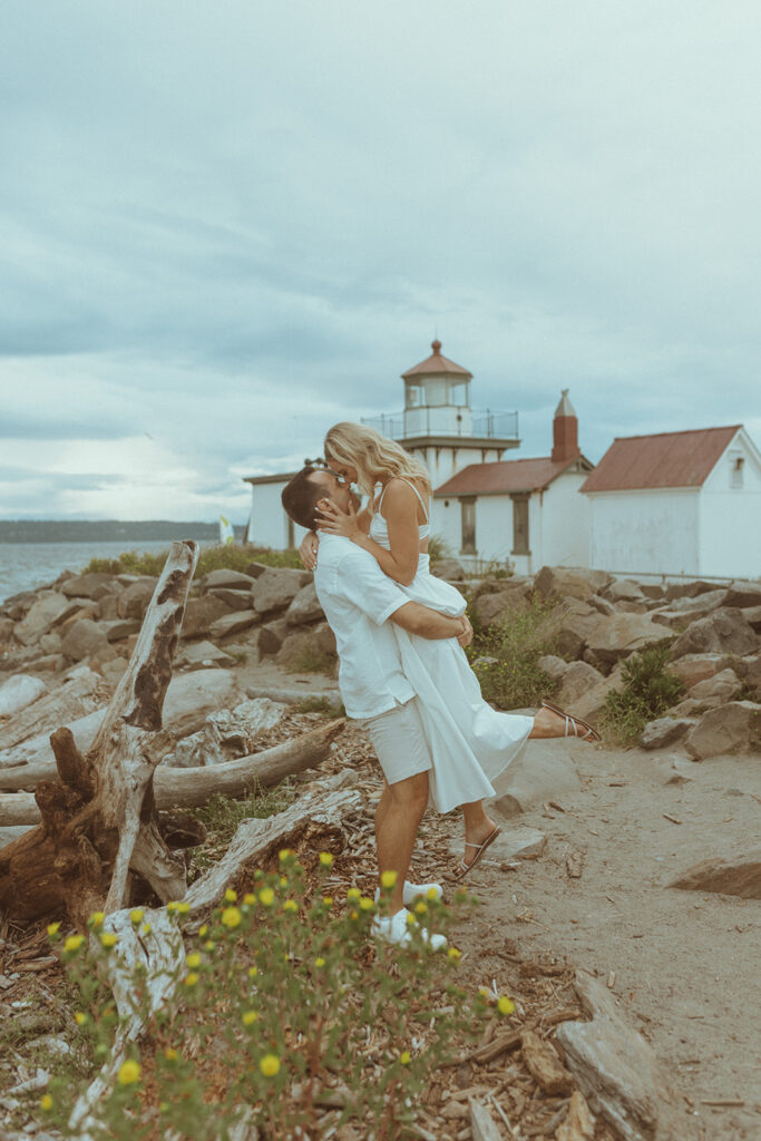 Colorful & Playful Engagement Session at Discovery Park, WA