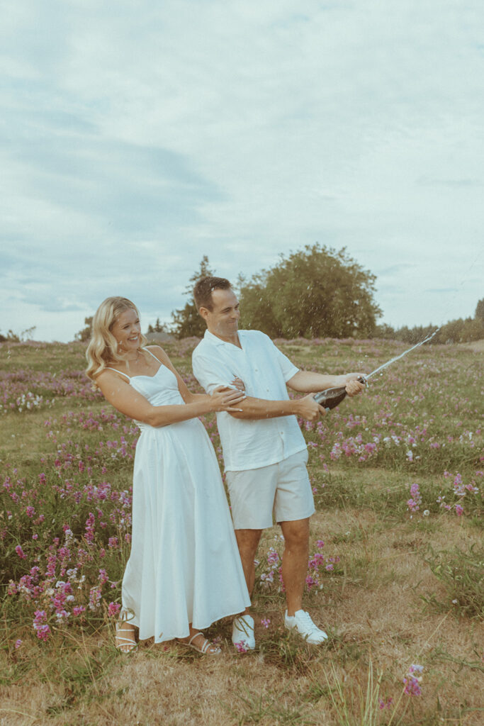 Colorful & Playful Engagement Session at Discovery Park, WA