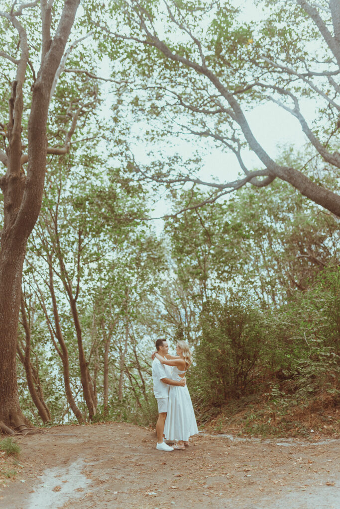 couple at their colorful and playful engagement session