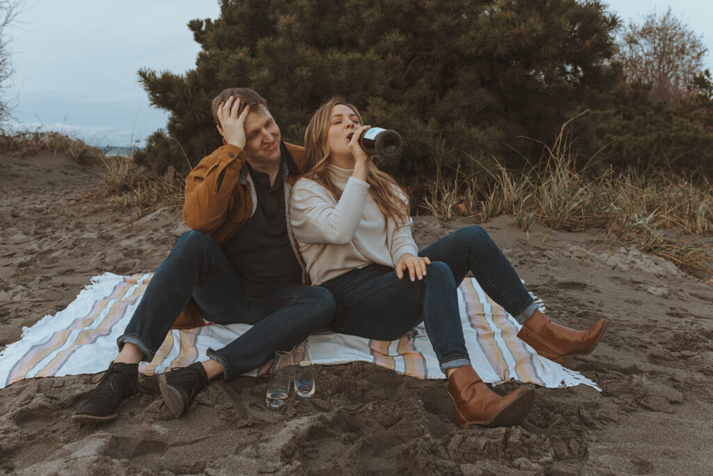 cute couple at their unique engagement photoshoot