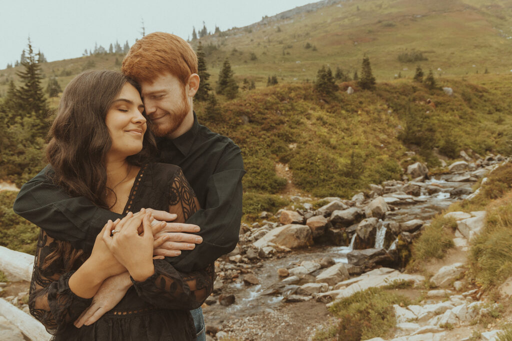 cute picture of the newly engaged couple hugging - Romantic Locations for Engagement Photos