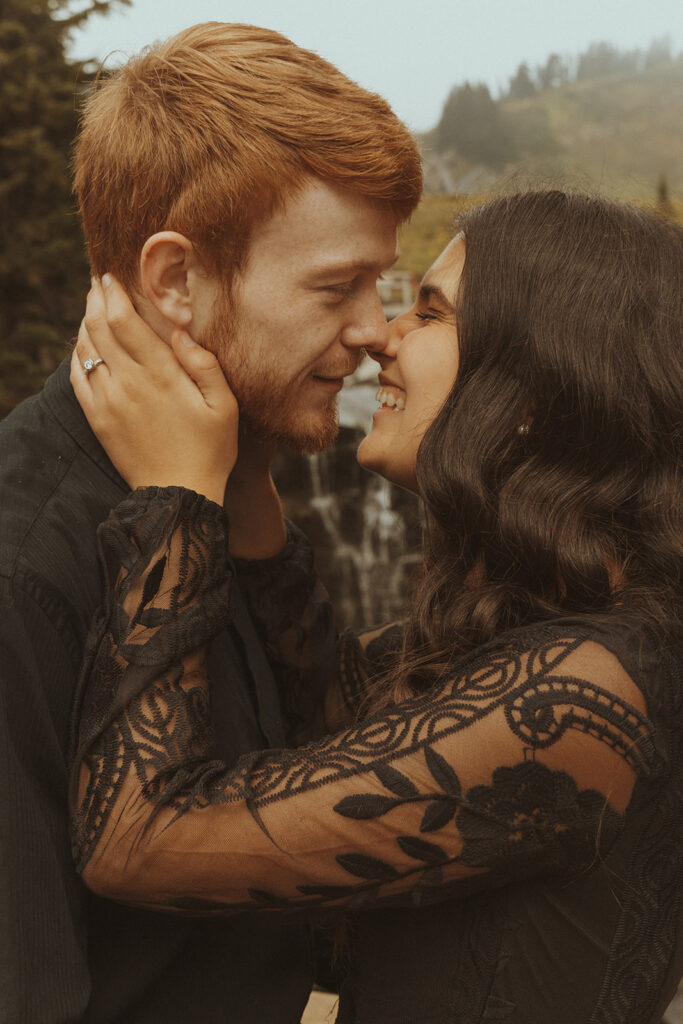 couple looking at each other during their photoshoot -  Locations for Engagement Photos in Washington