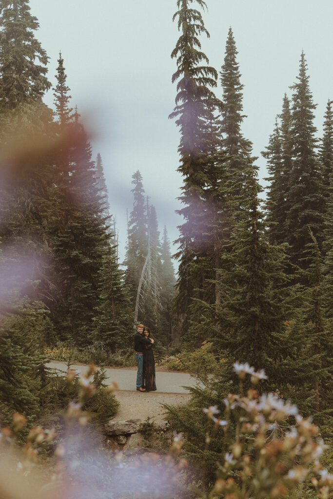 fun photoshoot at rainier national park Romantic Locations for Engagement Photos 