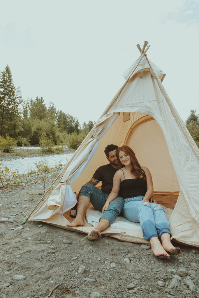 cute couple at their unique engagement session