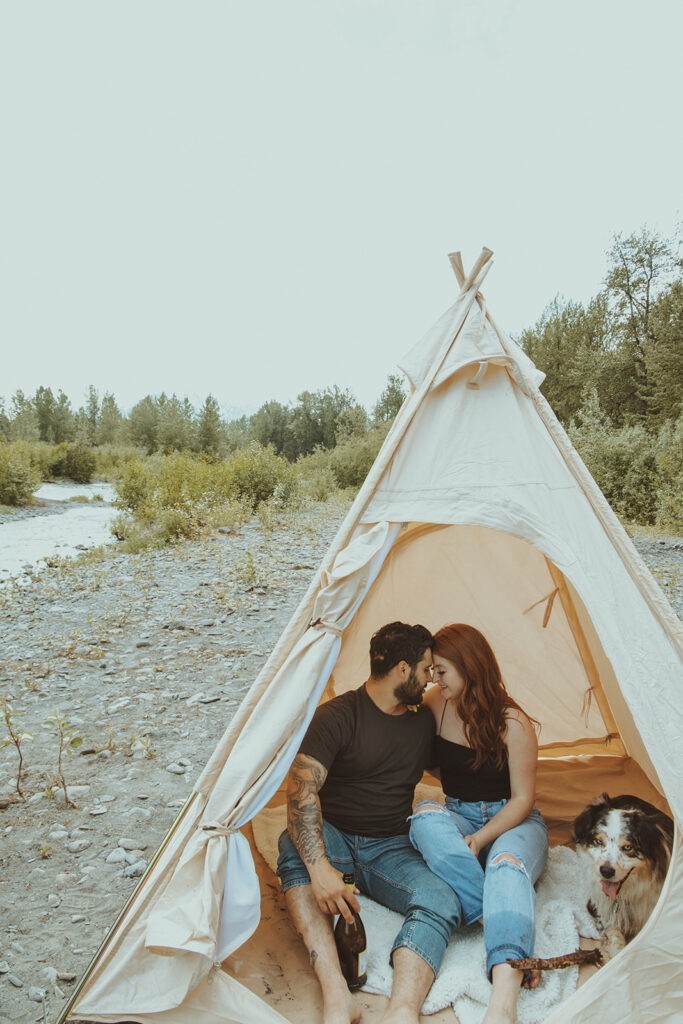 fiance kissing his fiance on the cheek