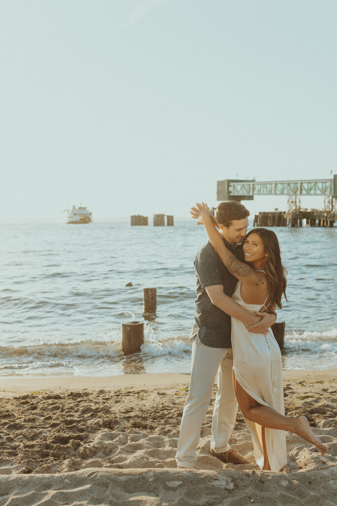 cute couple hugging during their photoshoot