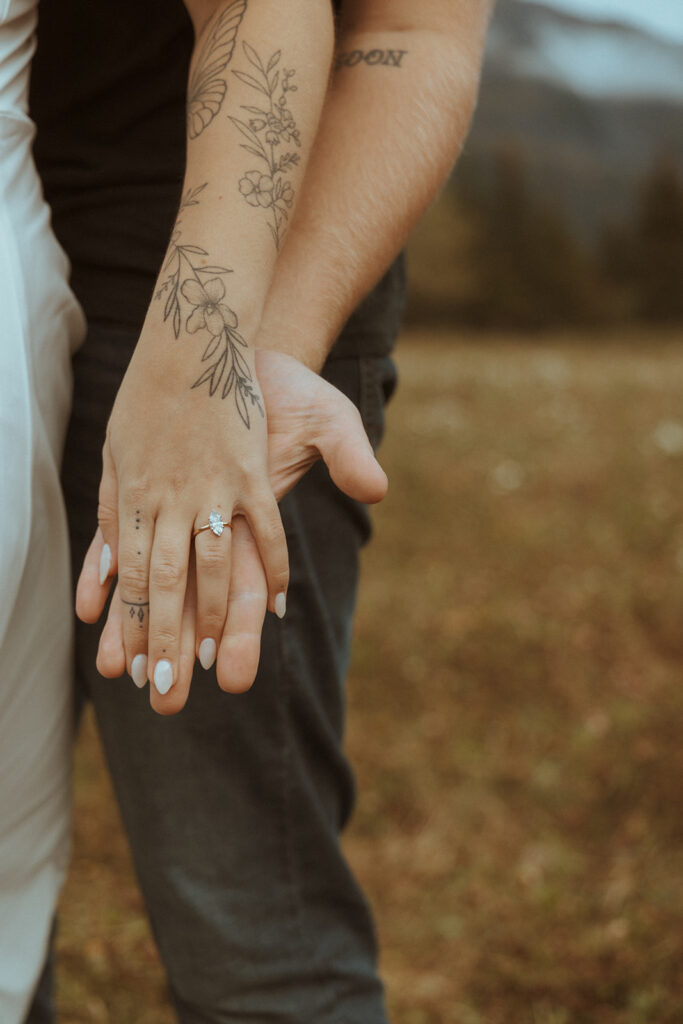 closeup of the engagement ring 