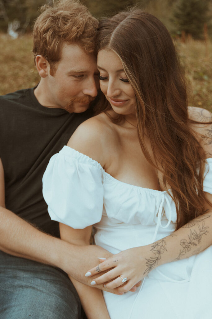 cute couple at their dream alaska engagement session