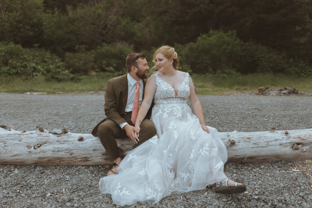 couple walking around their wedding venue