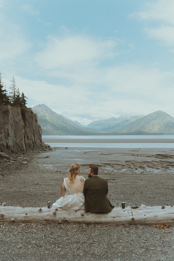 cute picture of the soon to be married couple at creekbend cafe in alaska