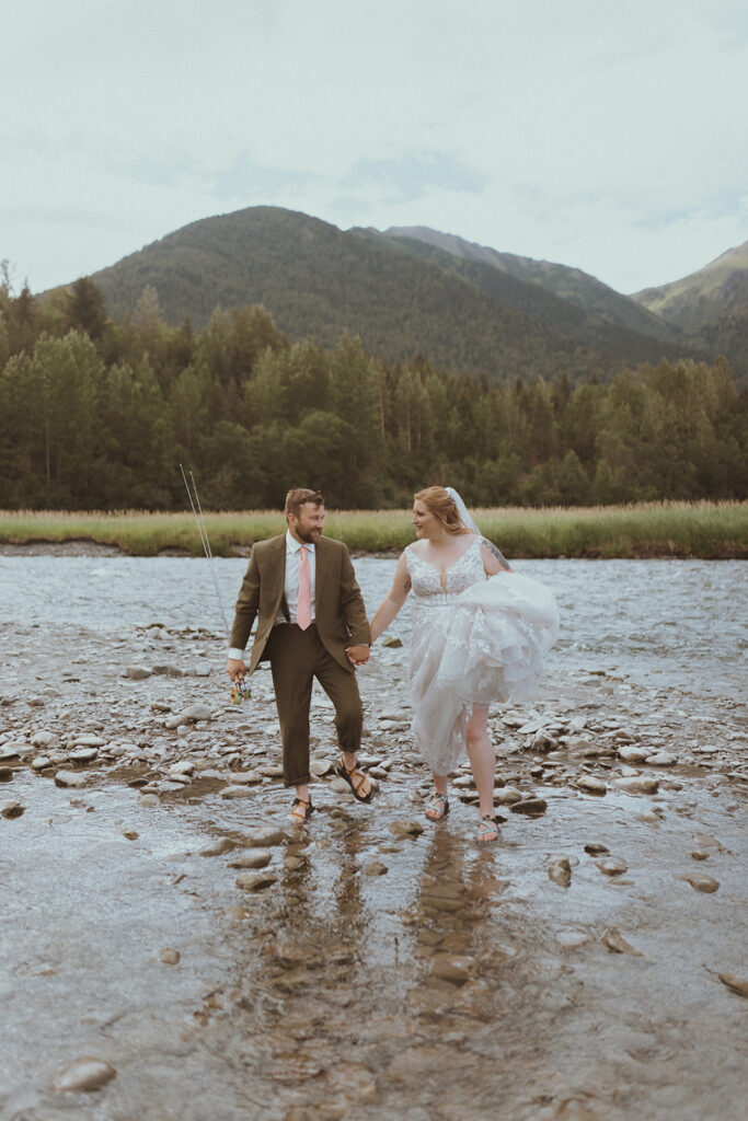 candid picture of the bride and groom