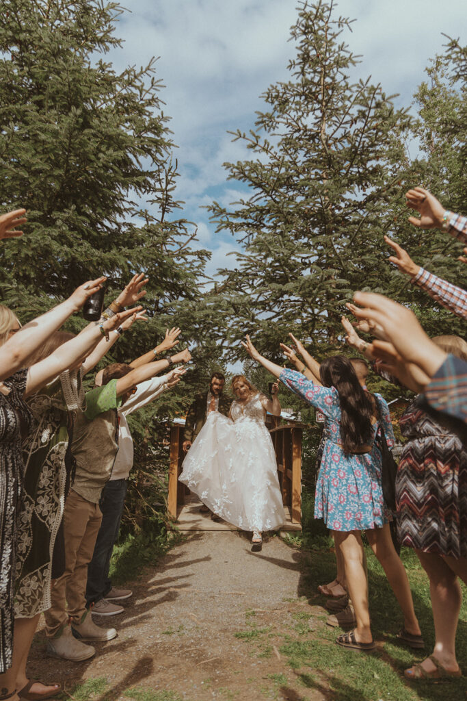 bride and groom at their romantic wedding reception