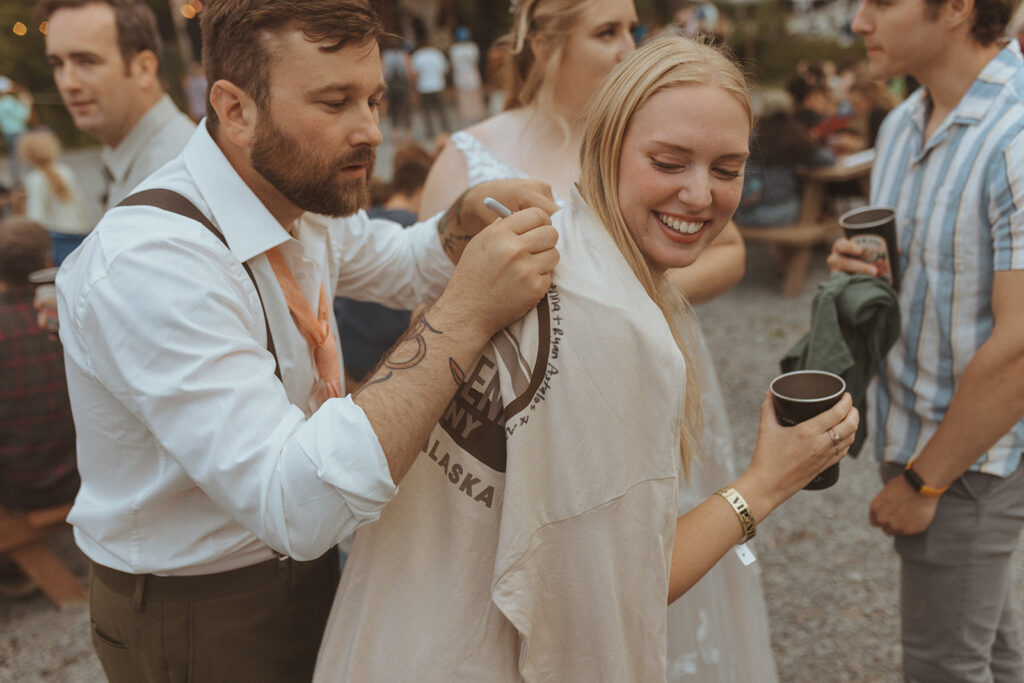 bride and groom at their reception party