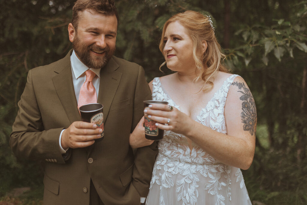 picture of the bride and groom looking at each other