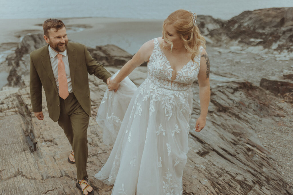 couple at their adventurous wedding 