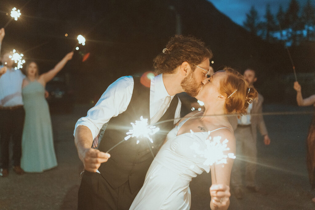 newlyweds kissing 