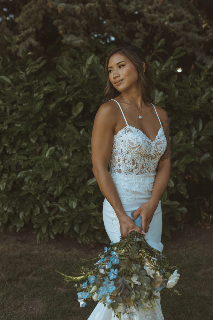 cute picture of the bride before her wedding ceremony 