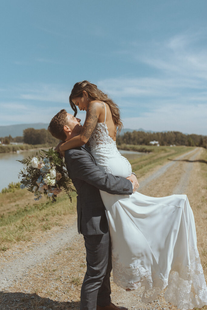 happy bride and groom at their dream romantic & fun wedding