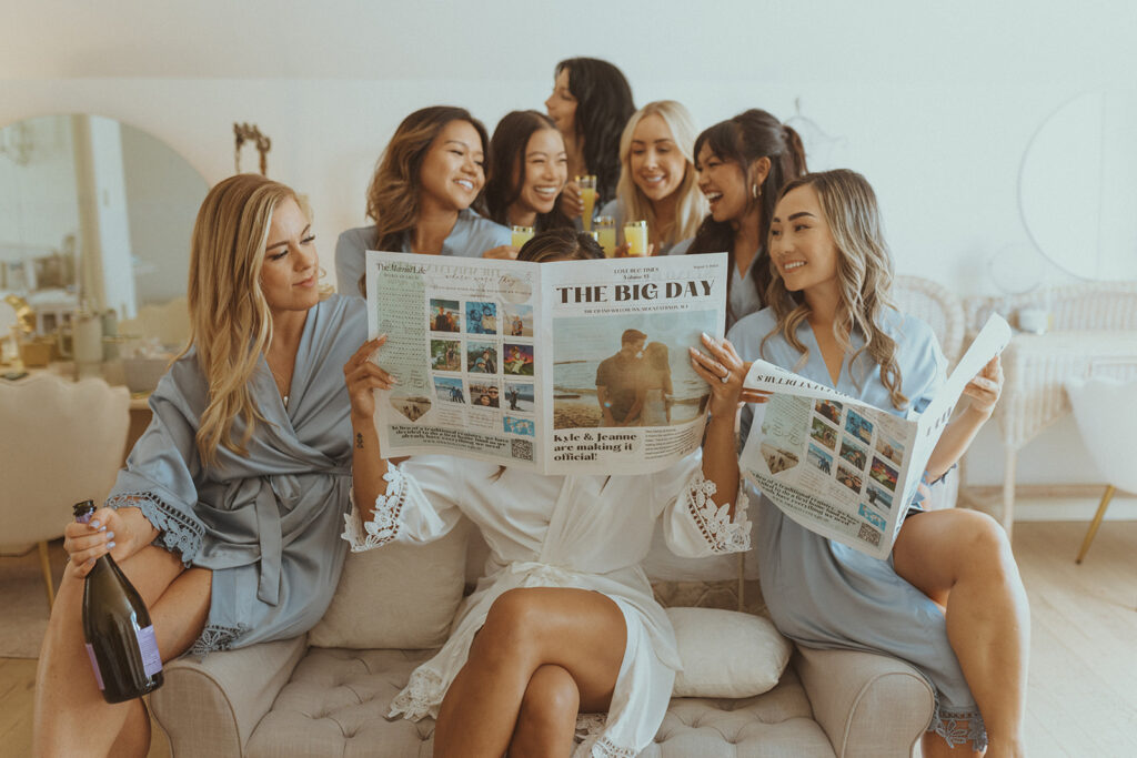 cute bride and bridesmaids photoshoot