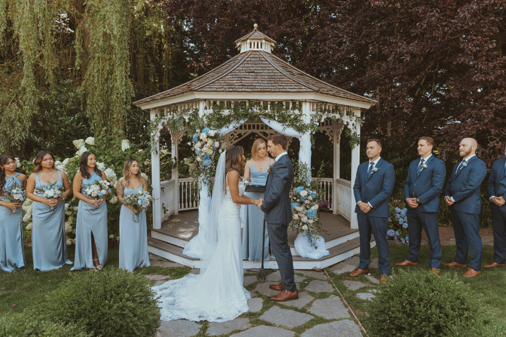 bride and groom at their romantic and fun wedding ceremony