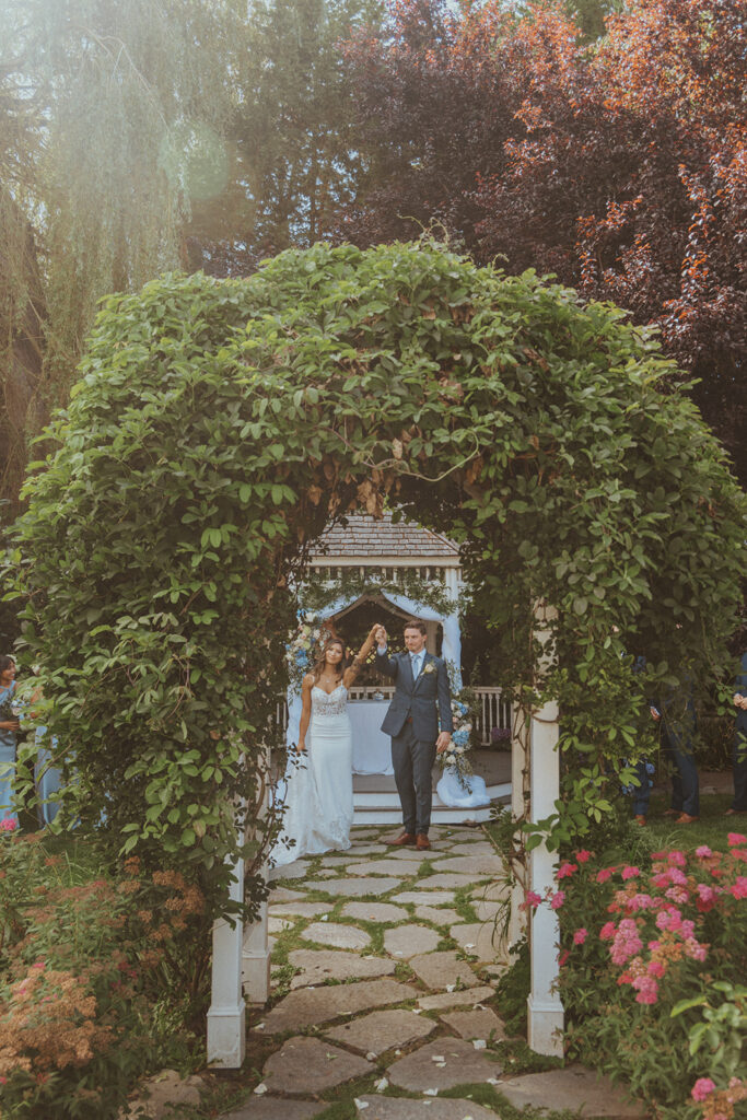 cute couple heading to their reception