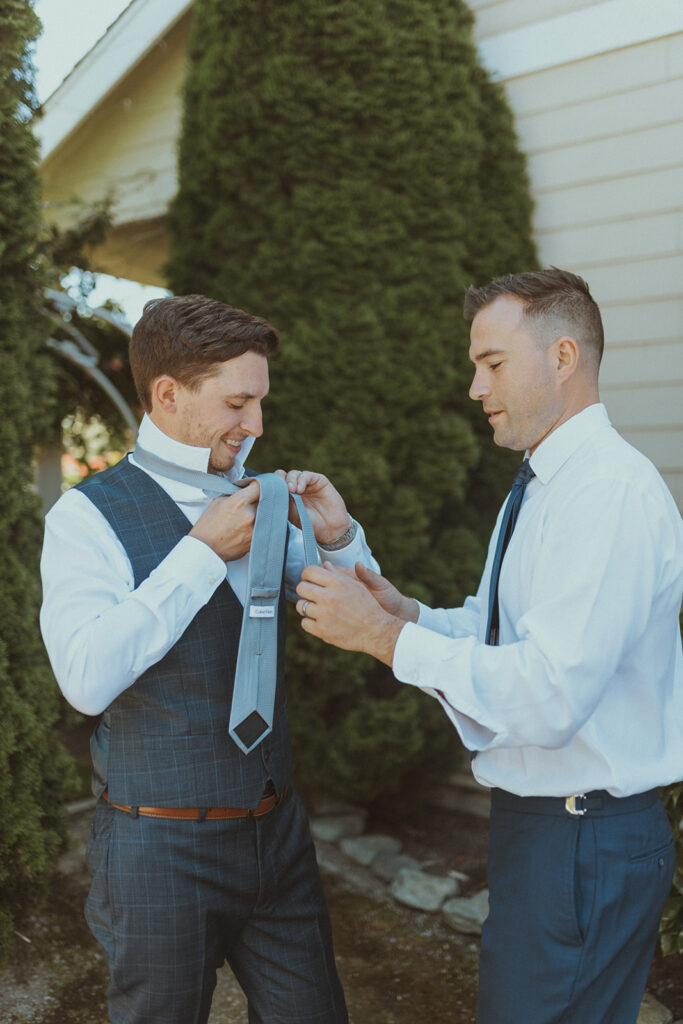 groom before his first look with the bride