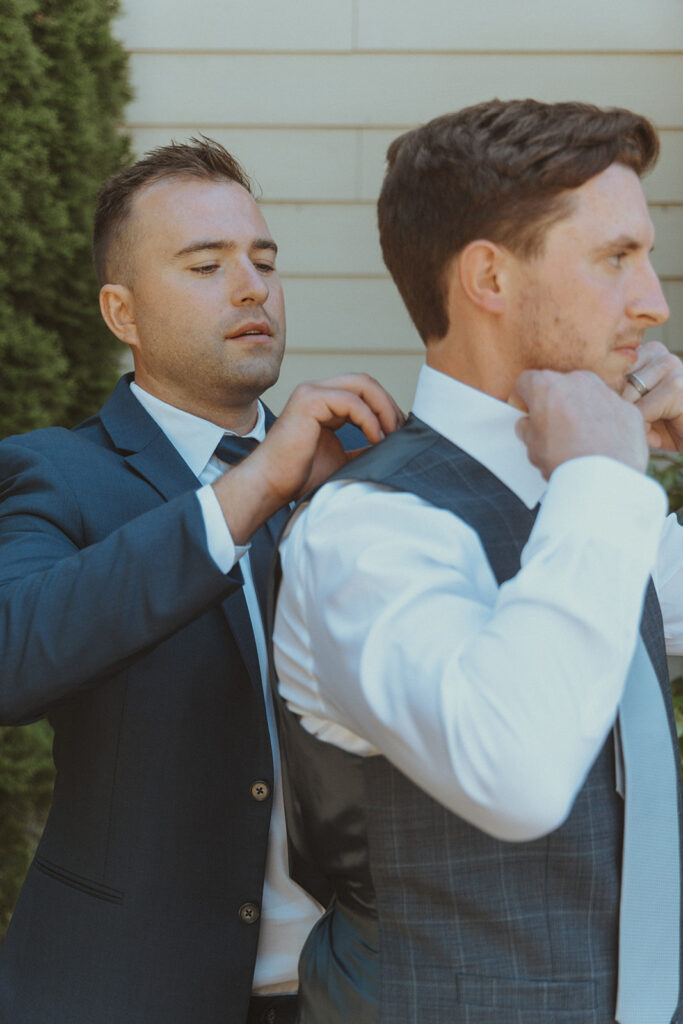 groom before heading to his wedding ceremony