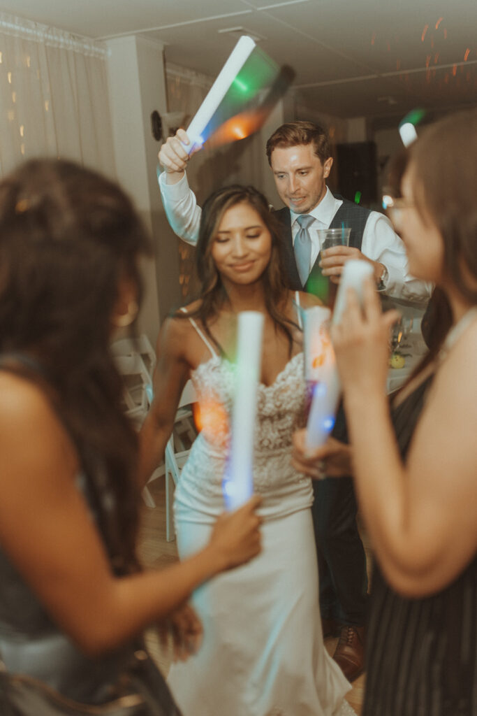 bride and groom dancing at their reception party