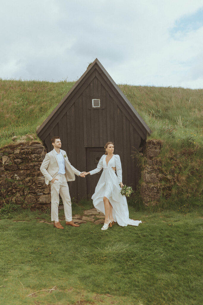 cute couple at their photoshoot in iceland