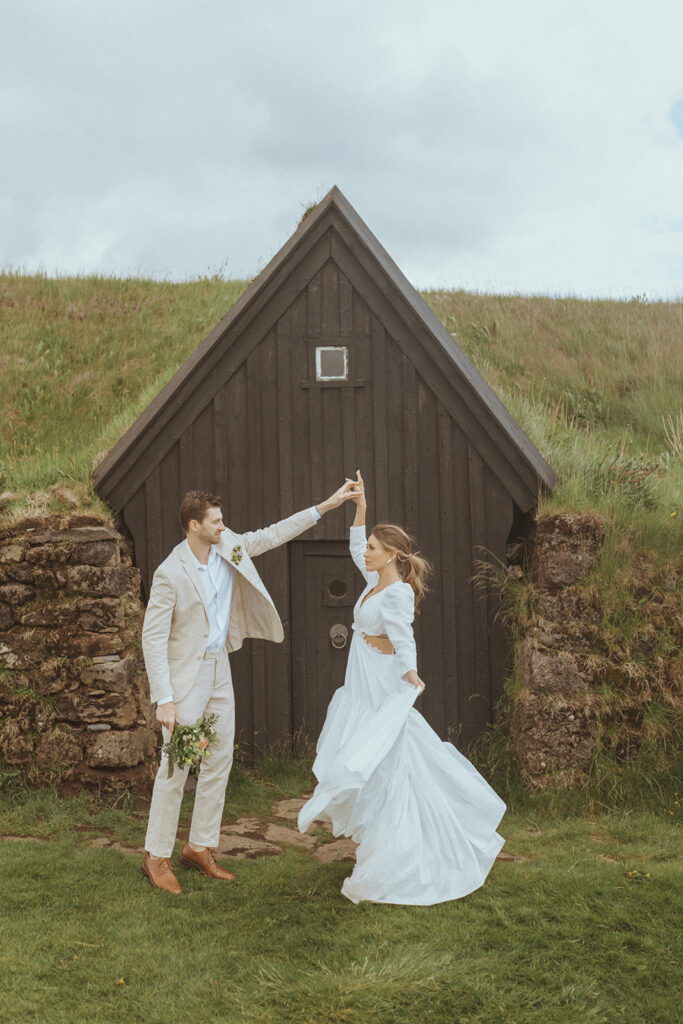 couple dancing during their elopement photoshoot