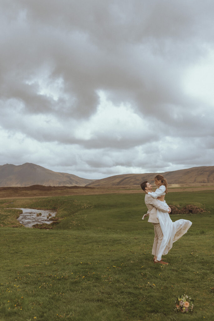 happy couple at their iceland photoshoot